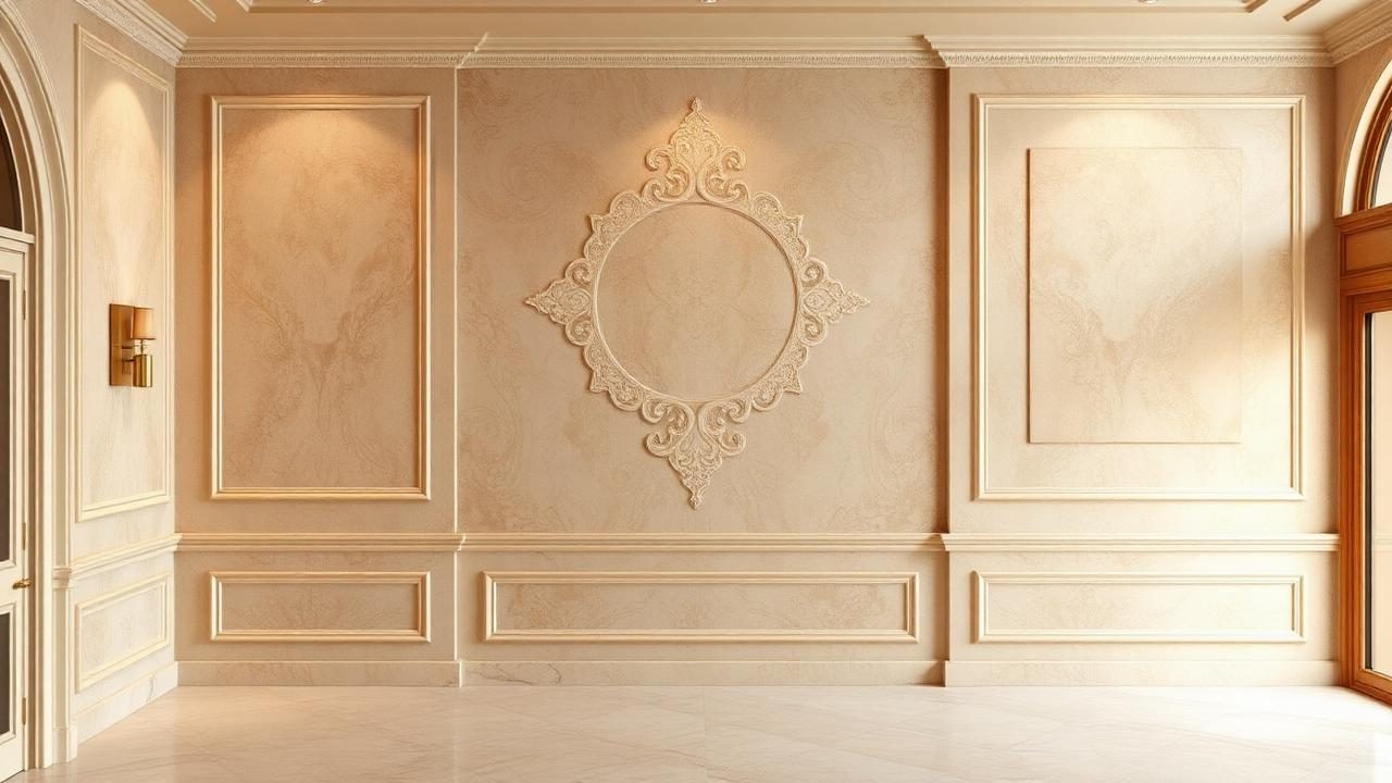Luxe wand met decoratieve sierpleister